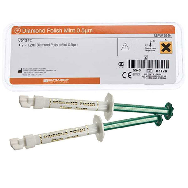 Ultradent 5540 Diamond Dental Polishing Paste Mint 0.5 Micrometer 1.2 mL 2/Pk Ultradent 5540 Diamond Dental Polishing Paste Mint 0.5 Micrometer 1.2 mL 2/Pk